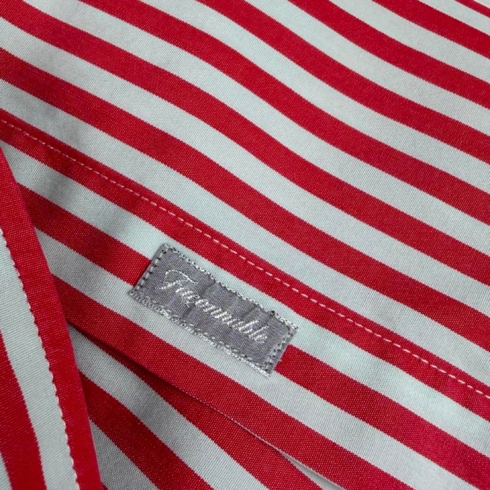Façonnable Red White Striped Tailored Shirt French Designer 100% Cotton - Picture 4 of 8
